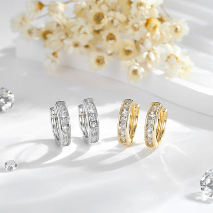 🌟Veyla 18k White Gold Plated Silver Huggie Hoop Earrings for Women with Simulated Diamond Crystals🌟
