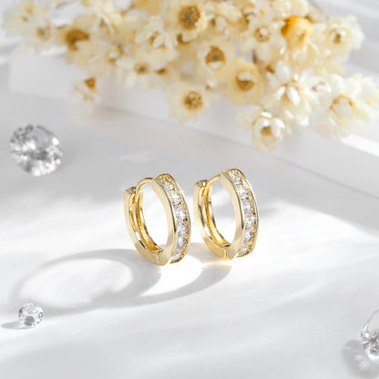 🌟Veyla 18k White Gold Plated Silver Huggie Hoop Earrings for Women with Simulated Diamond Crystals🌟