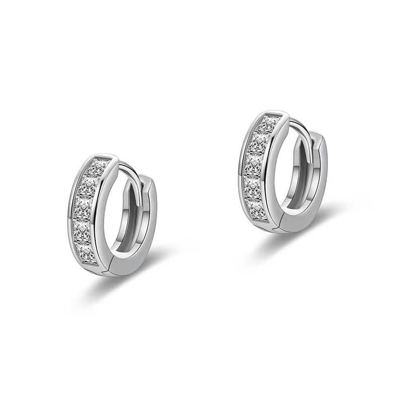 🌟Veyla 18k White Gold Plated Silver Huggie Hoop Earrings for Women with Simulated Diamond Crystals🌟