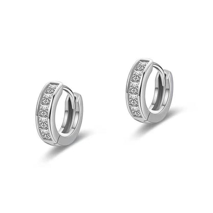 🌟Veyla 18k White Gold Plated Silver Huggie Hoop Earrings for Women with Simulated Diamond Crystals🌟