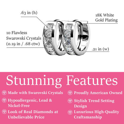 🌟Veyla 18k White Gold Plated Silver Huggie Hoop Earrings for Women with Simulated Diamond Crystals🌟