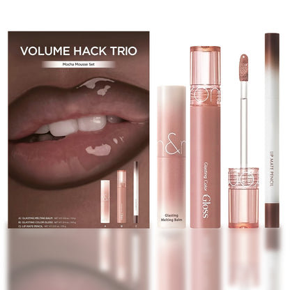🔥Final 3 hours Buy 2 Get 1 FREE:LIP VOLUME HACK TRIO (3 Shades, Lip Mate Pencil & Melting Balm & Color Gloss)