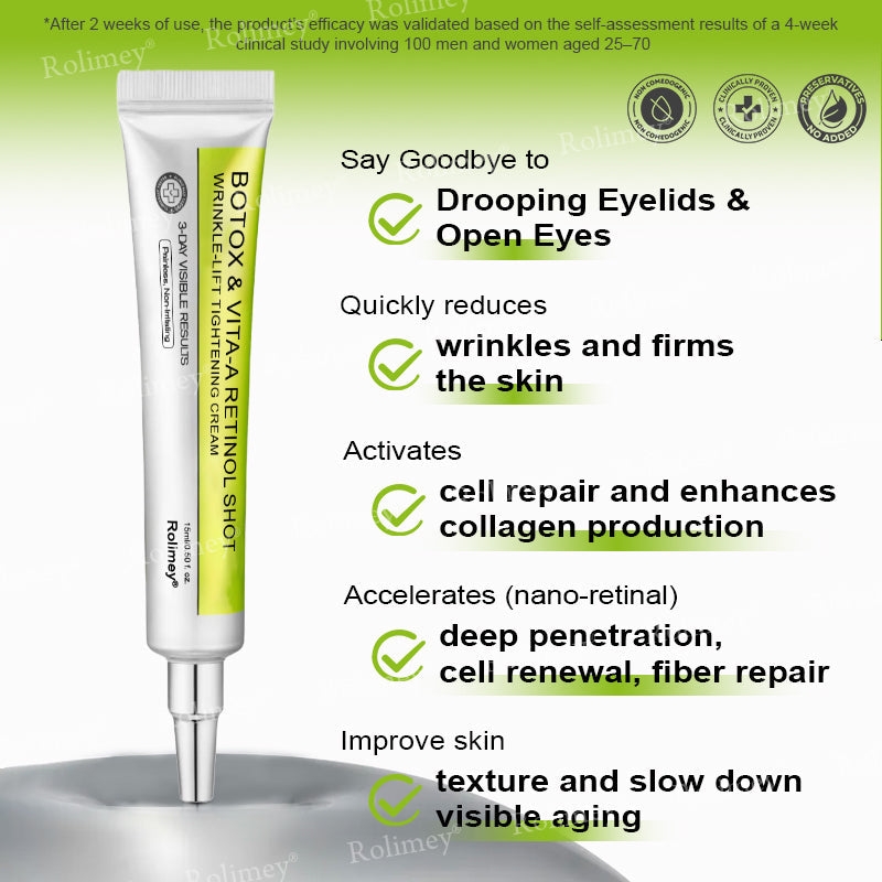 💍🎁Made and shipped from Canada 💫Rolimey® Botox & Vita-A Retinol Shot Wrinkle-Lift Tightening cream - Last Day Promotion 70% OFF
